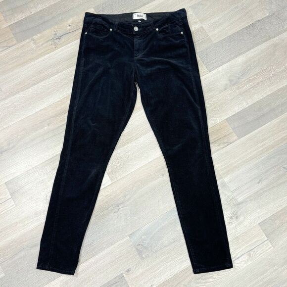 Paige Verdugo Ultra Skinny Velvet Micro Corduroy Jeans Overdye Black 30 - Picture 4 of 14